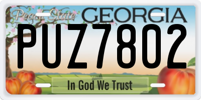 GA license plate PUZ7802
