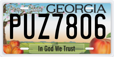 GA license plate PUZ7806