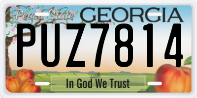 GA license plate PUZ7814