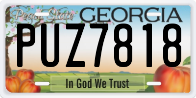 GA license plate PUZ7818