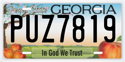 GA license plate PUZ7819