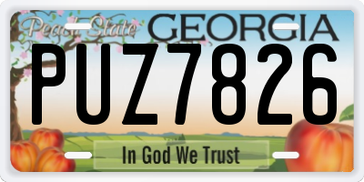 GA license plate PUZ7826