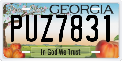 GA license plate PUZ7831