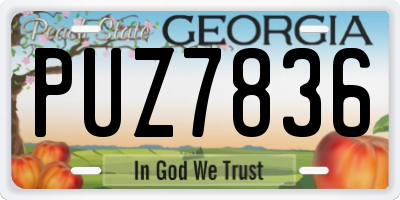 GA license plate PUZ7836