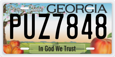 GA license plate PUZ7848