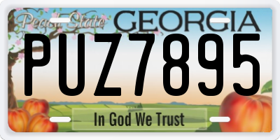 GA license plate PUZ7895