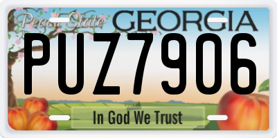 GA license plate PUZ7906
