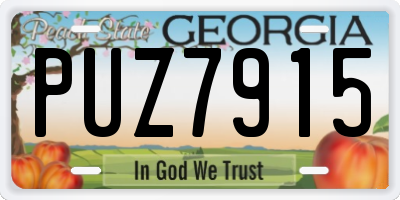 GA license plate PUZ7915
