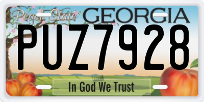 GA license plate PUZ7928