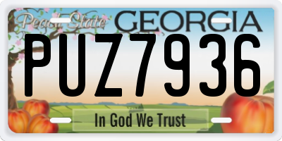 GA license plate PUZ7936