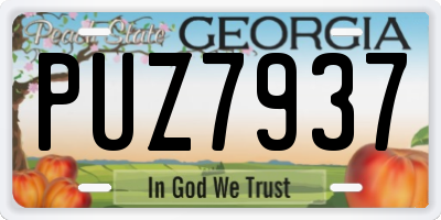 GA license plate PUZ7937