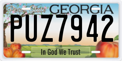 GA license plate PUZ7942