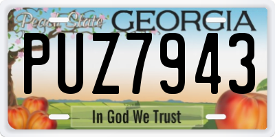 GA license plate PUZ7943