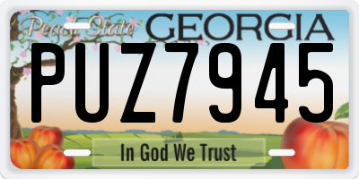 GA license plate PUZ7945