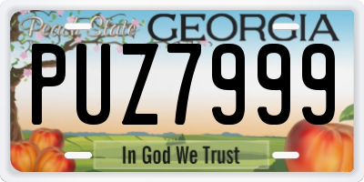 GA license plate PUZ7999