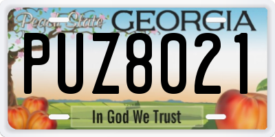 GA license plate PUZ8021