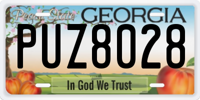 GA license plate PUZ8028
