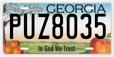 GA license plate PUZ8035