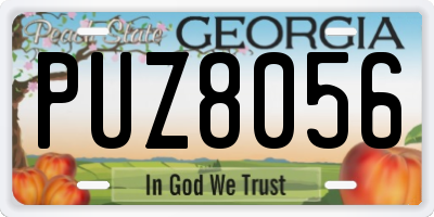 GA license plate PUZ8056