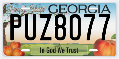 GA license plate PUZ8077