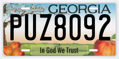 GA license plate PUZ8092