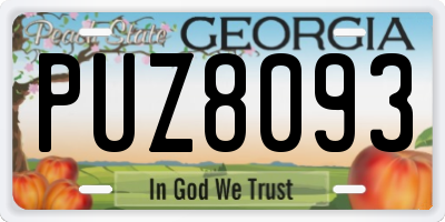 GA license plate PUZ8093