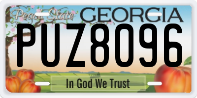 GA license plate PUZ8096