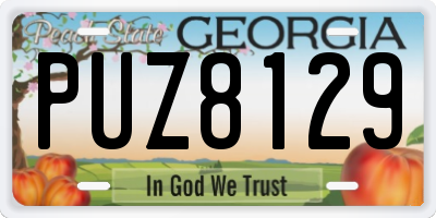 GA license plate PUZ8129