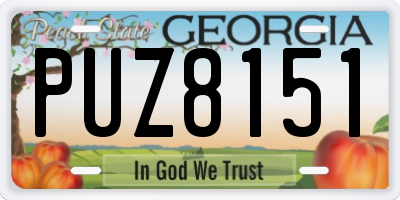 GA license plate PUZ8151