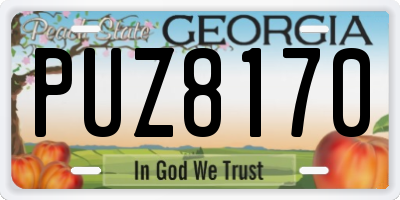 GA license plate PUZ8170