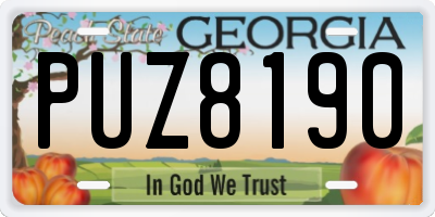 GA license plate PUZ8190