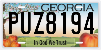 GA license plate PUZ8194