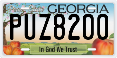 GA license plate PUZ8200