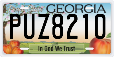 GA license plate PUZ8210