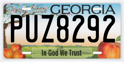 GA license plate PUZ8292