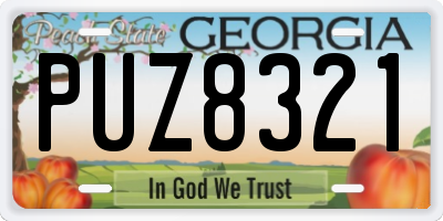 GA license plate PUZ8321