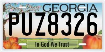GA license plate PUZ8326