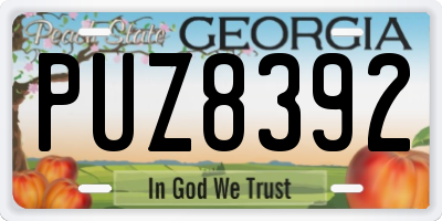 GA license plate PUZ8392