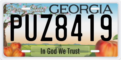 GA license plate PUZ8419