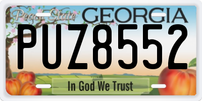 GA license plate PUZ8552