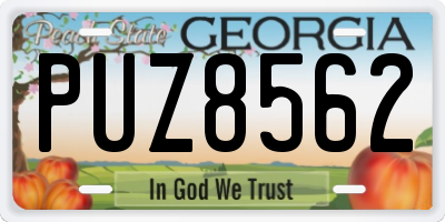 GA license plate PUZ8562
