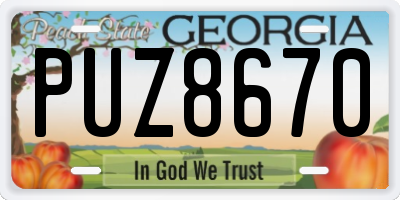 GA license plate PUZ8670