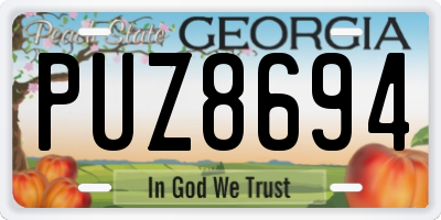 GA license plate PUZ8694