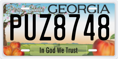 GA license plate PUZ8748