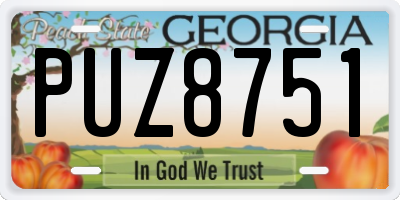 GA license plate PUZ8751