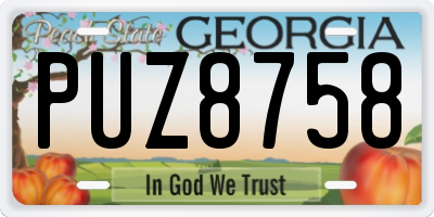 GA license plate PUZ8758