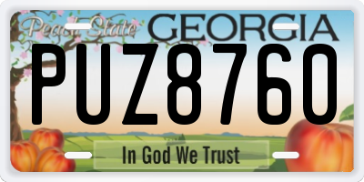 GA license plate PUZ8760