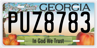 GA license plate PUZ8783
