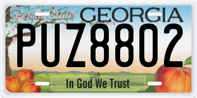 GA license plate PUZ8802