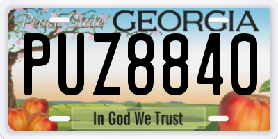 GA license plate PUZ8840